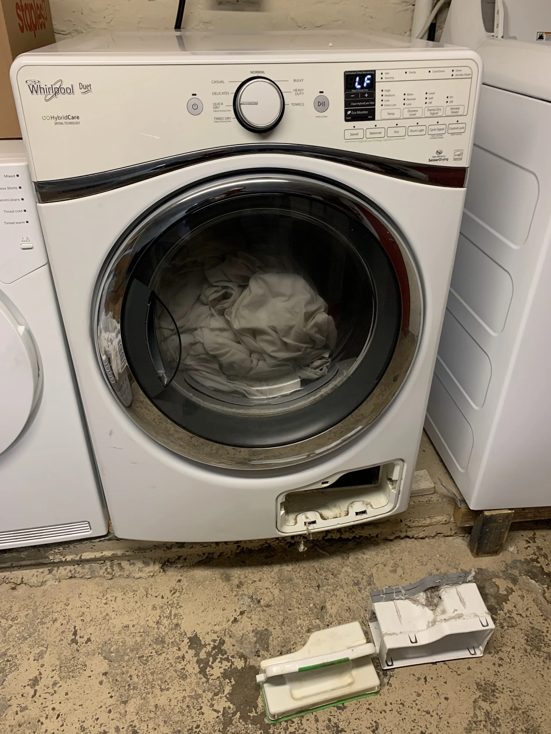 New washing machine installed in a laundry room